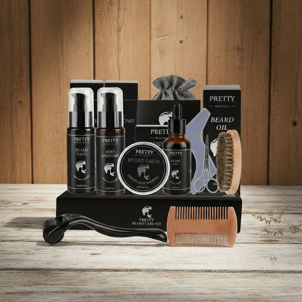 10 in 1 Beard Growth Kit with Beard Oil, Beard Balm, Beard Conditioner, Beard Shampoo, Beard Roller, Beard Comb Gifts for Man