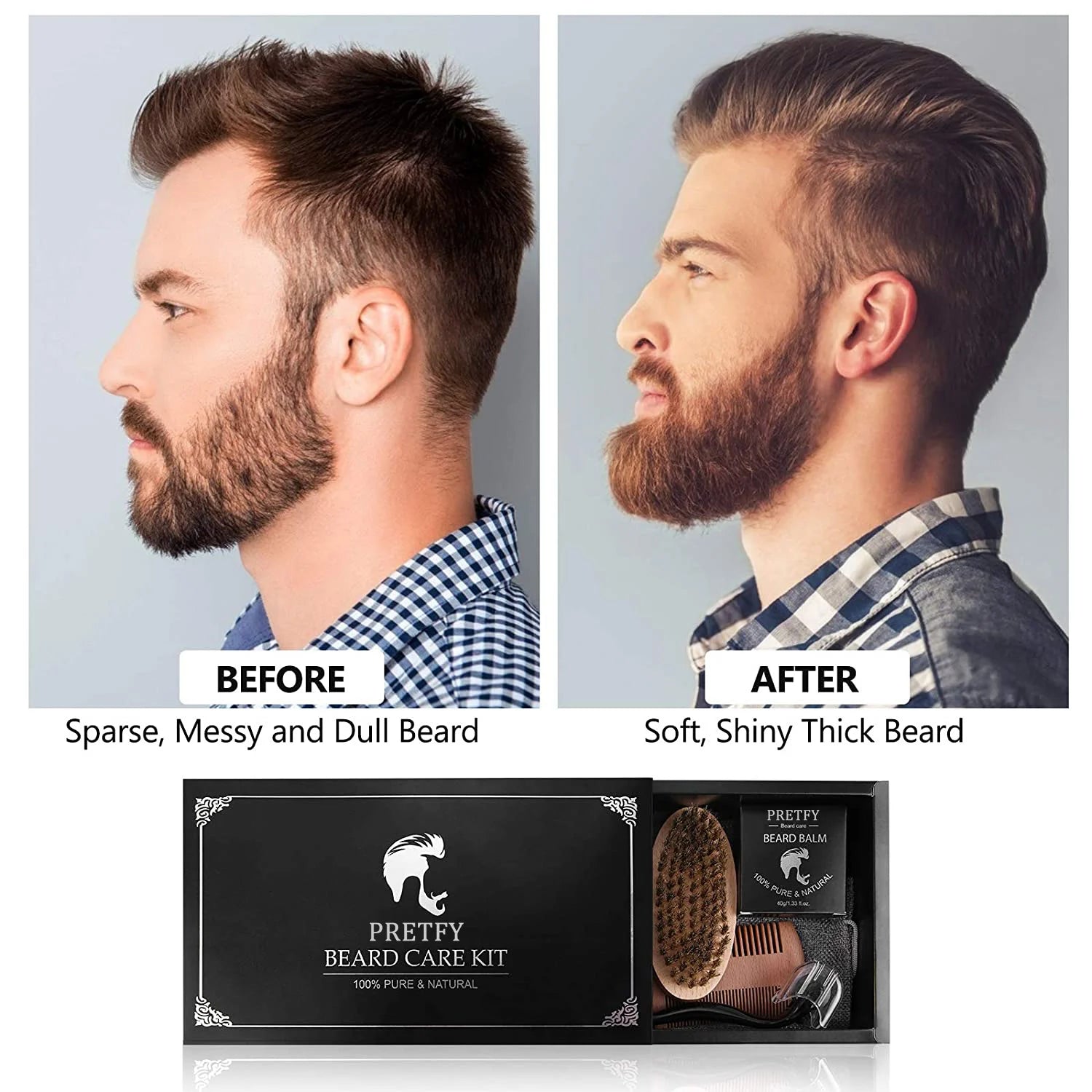 10 in 1 Beard Growth Kit with Beard Oil, Beard Balm, Beard Conditioner, Beard Shampoo, Beard Roller, Beard Comb Gifts for Man